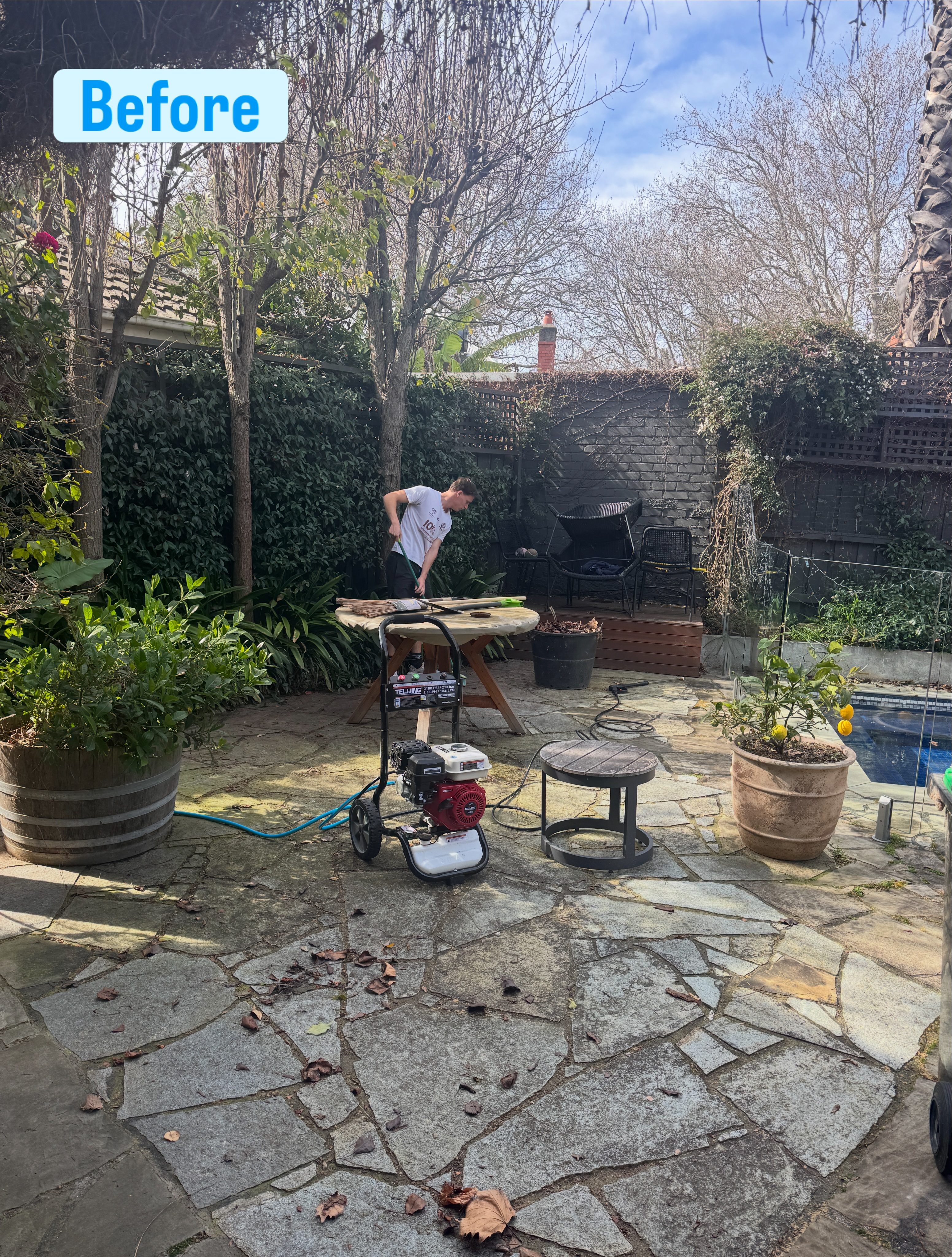 Patio before pressure washing in Melbourne